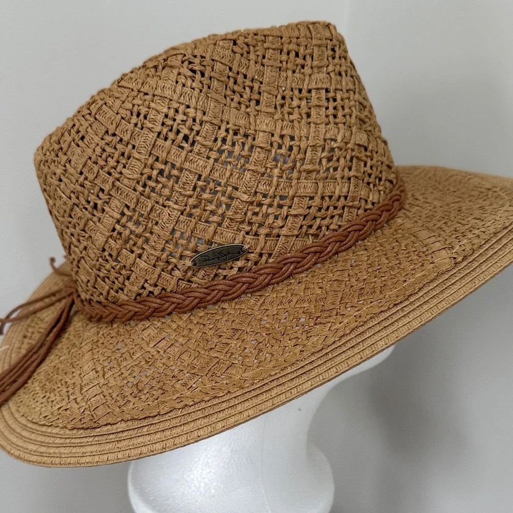 NWT Panama Jack Cognac Brown Woven Hat - Picture 5 of 9